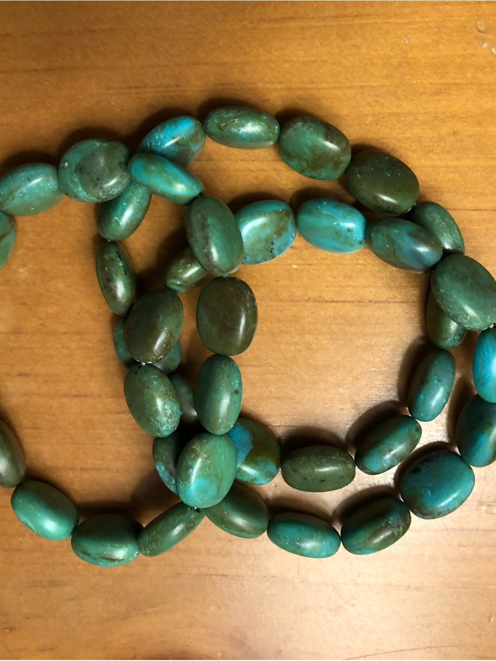 Turquoise Bead Stretch Bracelet - Green Blue Stone Beads - Picture 2 of 3